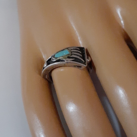 VTG 💙 REAL Bearclaw Inlaid Turquoise Sterling Ring - Picture 10 of 10